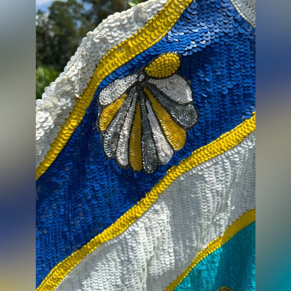 Vintage Cache Nautical Sequin Coat, oversized small. - Picture 6 of 11